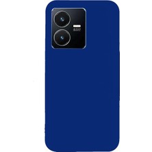 Smcase Vivo Y22 Kılıf Korumalı Premier Mat Silikon Mavi