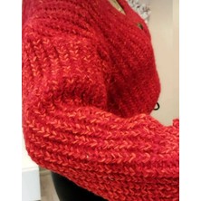 Azra Moda Style Örme Yumoş Crop Hırka Kırçıllı Kadın
