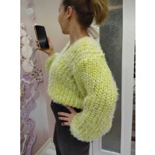 Azra Moda Style Örme Yumoş Crop Hırka Kırçıllı Kadın