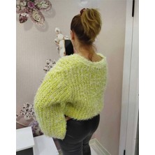 Azra Moda Style Örme Yumoş Crop Hırka Kırçıllı Kadın
