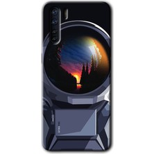 MRC İletişim Oppo A91 Kılıf Hd Desen Baskılı Arka Kapak - Astronot