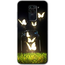 MRC İletişim Xiaomi Redmi Note 9 Kılıf Hd Desen Baskılı Arka Kapak - Işıklı Kelebekler