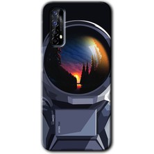 MRC İletişim Realme 7 Kılıf Hd Desen Baskılı Arka Kapak - Astronot