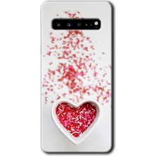 MRC İletişim Samsung Galaxy S10 Plus Kılıf Hd Desen Baskılı Arka Kapak - Kalpli Şekerleme