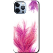 MRC İletişim Apple iPhone 13 Pro Max Kılıf Hd Desen Baskılı Arka Kapak - Pembe Tüy