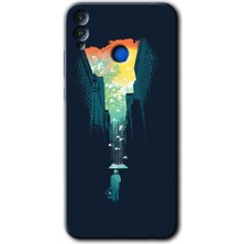 MRC İletişim Honor 8x Kılıf Hd Desen Baskılı Arka Kapak - City Bird Sky