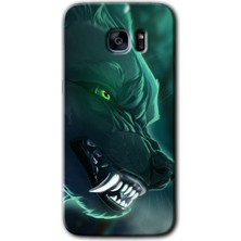 MRC İletişim Samsung Galaxy S7 Edge Kılıf Hd Desen Baskılı Arka Kapak - Yeşil Kurt