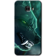 MRC İletişim Samsung Galaxy C7 Pro Kılıf Hd Desen Baskılı Arka Kapak - Yeşil Kurt