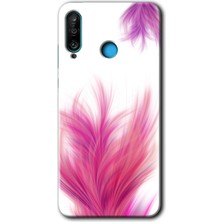 MRC İletişim Huawei P30 Lite Kılıf Hd Desen Baskılı Arka Kapak - Pembe Tüy