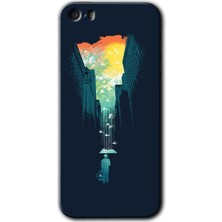 MRC İletişim Apple iPhone 5 Kılıf Hd Desen Baskılı Arka Kapak - City Bird Sky