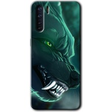 MRC İletişim Oppo A91 Kılıf Hd Desen Baskılı Arka Kapak - Yeşil Kurt