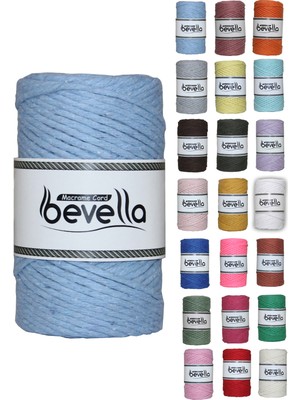 Bevella Taranan Makrome Ipi 3mm Tek Büküm Taranabilir Pamuk Makrome Ipi  Bebe Mavisi