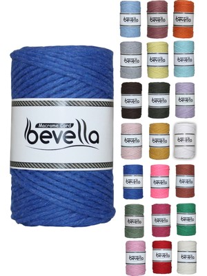 Bevella Taranan Makrome Ipi 3mm Taranabilir Pamuk Tek Büküm Makrome Ipi Saks Mavisi