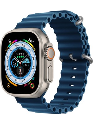 Kyver Apple Watch ile Uyumlu Seri 10/9/8/7/6/se/5/4/3 Okyanus Silikon Kordon 46/45/44/42MM ve 41/40/38MM ile Uyumlu