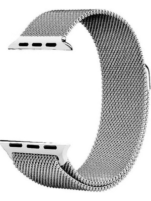 Case 4U Apple Watch Seri 1/2/3/4/5/6/7/8/SE/Ultra 38mm 40mm 41mm 42mm 44mm 45mm 49mm Kordon Kayış Metal Hasır Milano Loop KRD-01 Gümüş
