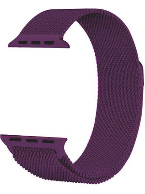 Case 4U Apple Watch Seri 1/2/3/4/5/6/7/8/SE/Ultra 38mm 40mm 41mm 42mm 44mm 45mm 49mm Kordon Kayış Metal Hasır Milano Loop KRD-01 Koyu Mor