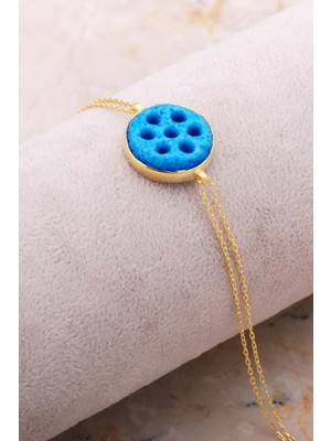 Sümer Telkari Süryani Nazar Boncuğu Altın Kaplama Gümüş Bileklik 4301