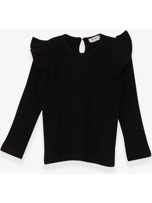 Breeze Kız Çocuk Uzun Kollu Bluz Omuzu Fırfırlı 1.5-5 Yaş, Siyah
