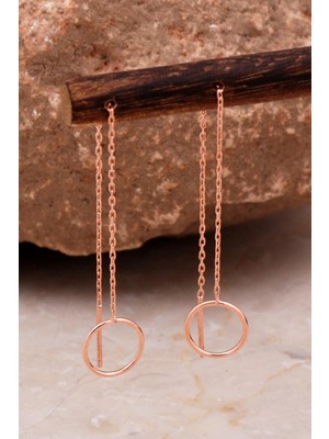 Sümer Telkari Halka Rose Gümüş Zincir Küpe 6092