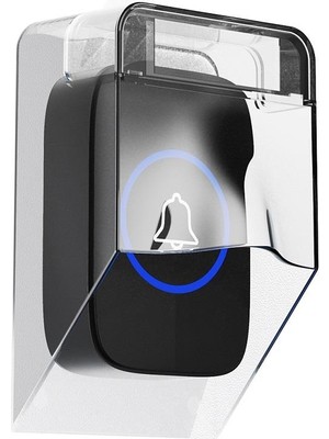 Upway Kablosuz Kapı Zili 60 Melodi Led Işıklı Siyah Su Geçirmez Koruyucu Kapak 