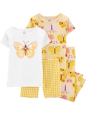 Küçük Kız Çocuk Pijama Set 4'lü Paket