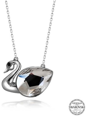 Gumush Swarovski Crystal Taşlı Kuğu Gümüş Kadın Kolye