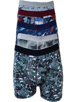 Tutku Erkek Lycralı Desenli Boxer Karışık 6 Lü Adet