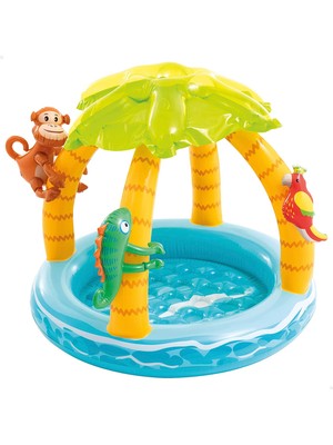 Intex Tropikal Bebek Havuzu 102x86 cm Entegre Güneş Şemsiyesi ile Eğlenceli Oyun Alanı