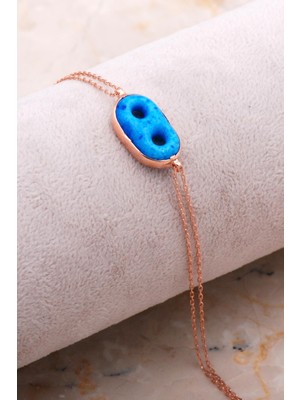 Sümer Telkari Süryani Nazar Boncuğu Rose Gümüş Bileklik 4297