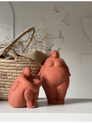 Allegorie Alle Fat Lady 2li Heykel Koleksiyonu Terracotta