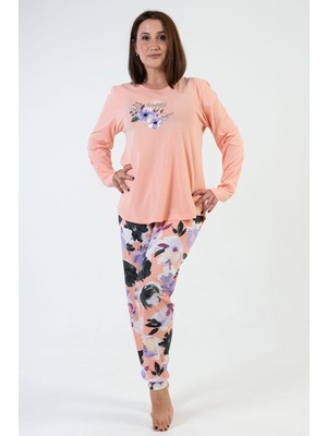 Vienetta Kadın Büyük Beden Uzun Kol Pijama Takım