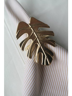 Emtory Home 6 Adet Gold Tropical Leaf Metal Peçete Halkası - Napkin Ring