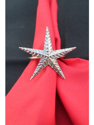 Emtory Home 6 Adet Gümüş Kuzey Yıldızı Metal Peçete Halkası - Napkin Ring