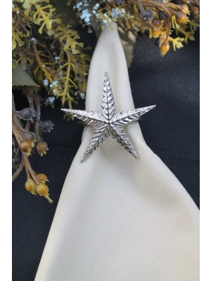 Emtory Home 6 Adet Gümüş Kuzey Yıldızı Metal Peçete Halkası - Napkin Ring