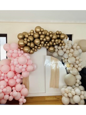 Rönesans Parti Krom Gold Makaron Pembe Pastel Deniz Kumu Balon Seti 50 Adet