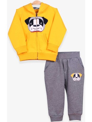 Breeze Erkek Çocuk Eşofman Takımı Köpek Nakışlı 1-4 Yaş, Sarı