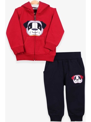 Breeze Erkek Çocuk Eşofman Takımı Köpek Nakışlı 1-4 Yaş, Bordo