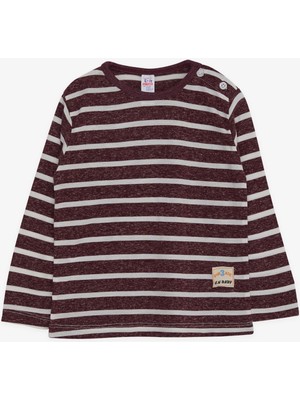 Breeze Erkek Bebek Uzun Kollu Tişört Çizgili 9 Ay-3 Yaş, Mürdüm