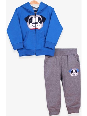 Breeze Erkek Çocuk Eşofman Takımı Köpek Nakışlı 1-4 Yaş, Saks Mavisi