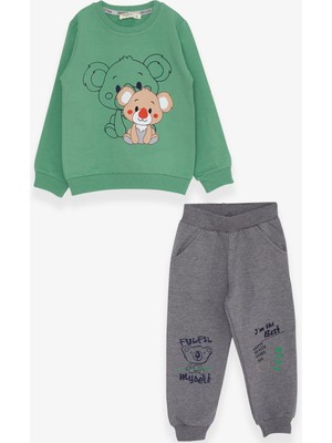 Breeze Koala Baskılı Erkek Çocuk Eşofman Takımı Mint Yeşili 1-4 Yaş Özel Olay İçin Tasarlandı