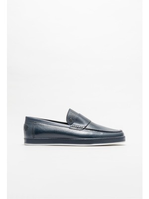 Elle Shoes Lacivert Deri Erkek Loafer