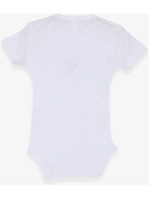 Breeze Kız Bebek Çıtçıtlı Body Jakarlı Arıcık Desenli 9 Ay-3 Yaş, Beyaz