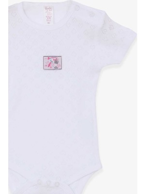 Breeze Kız Bebek Çıtçıtlı Body Jakarlı Arıcık Desenli 9 Ay-3 Yaş, Beyaz