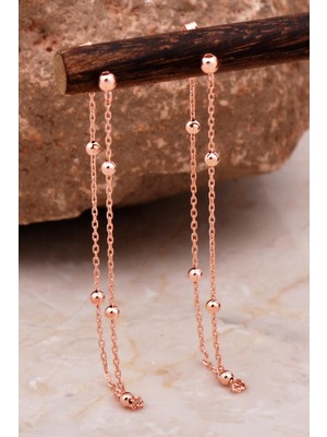 Sümer Telkari Toplu Rose Gümüş Zincir Küpe 6107