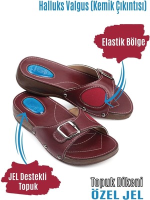 Style Comfort Tabanlı Topuk Dikeni ve Halluks (Kemik Çıkıntısı) Terliği Bordo10