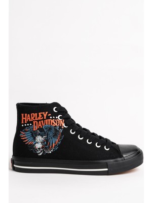 Harley Davidson Kadın Siyah Keten Spor Ayakkabı