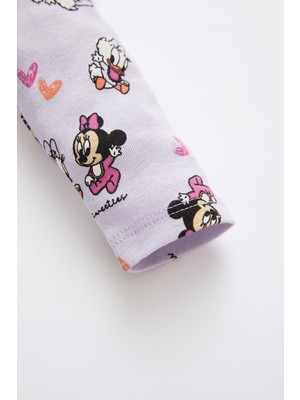 DeFacto Kız Bebek Minnie Mouse Lisanslı Yeni Doğan Uzun Kollu Çıtçıtlı Pamuklu Tulum W8652A222SP