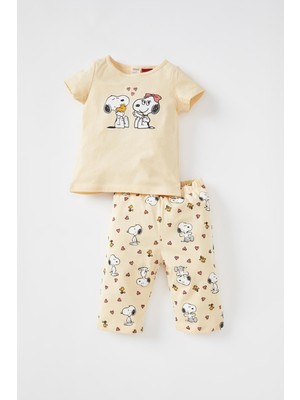 DeFacto Kız Bebek Snoopy Kısa Kollu Pamuklu Pijama Takım X0448A222SP