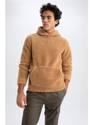 DeFacto Regular Fit Kapüşonlu Kanguru Cepli Polar Sweatshirt Z8555AZ22AU