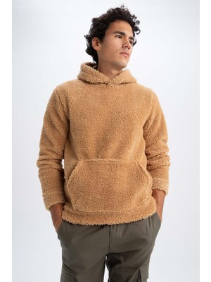 DeFacto Regular Fit Kapüşonlu Kanguru Cepli Polar Sweatshirt Z8555AZ22AU